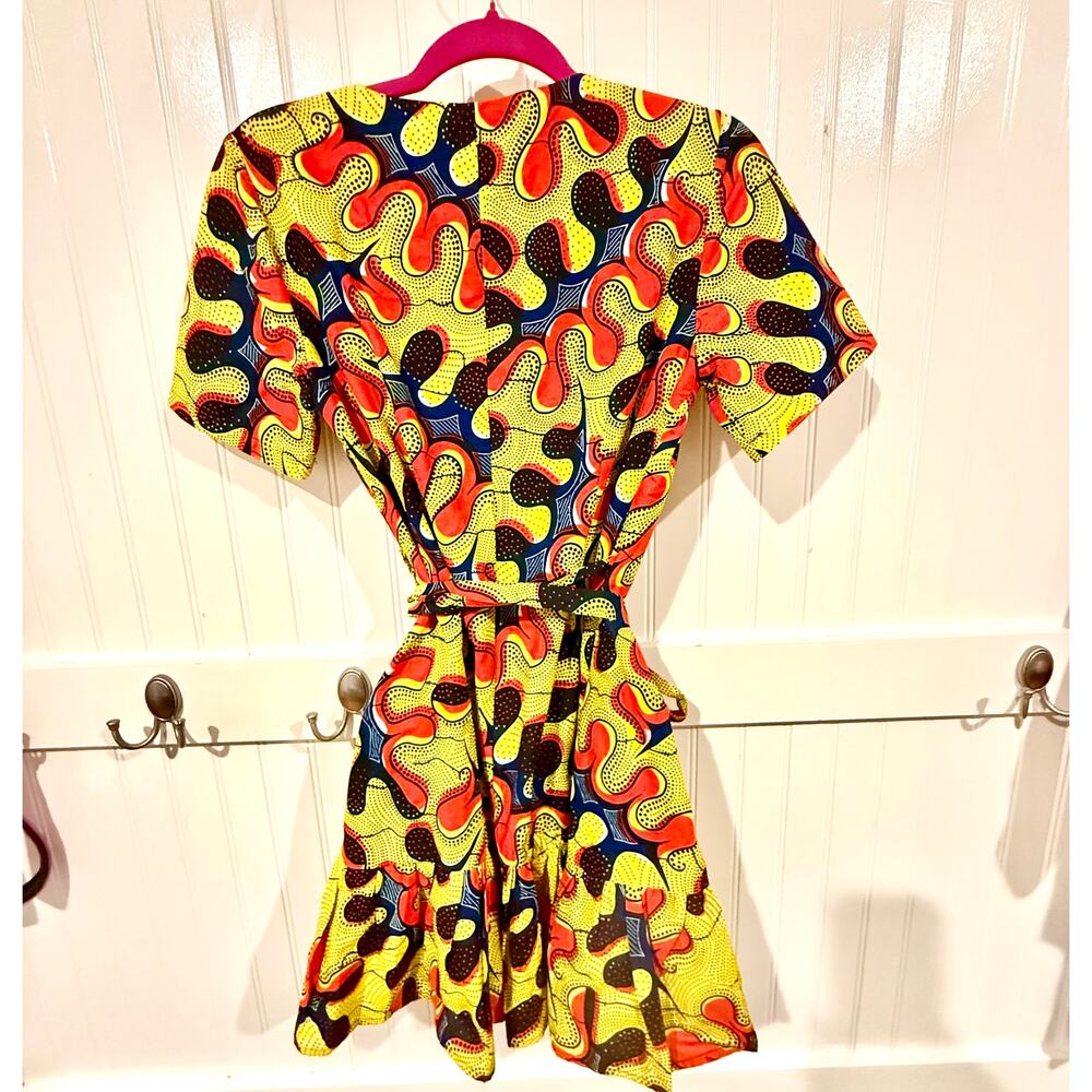 Kawesii African Print Wrap Dress Size Small